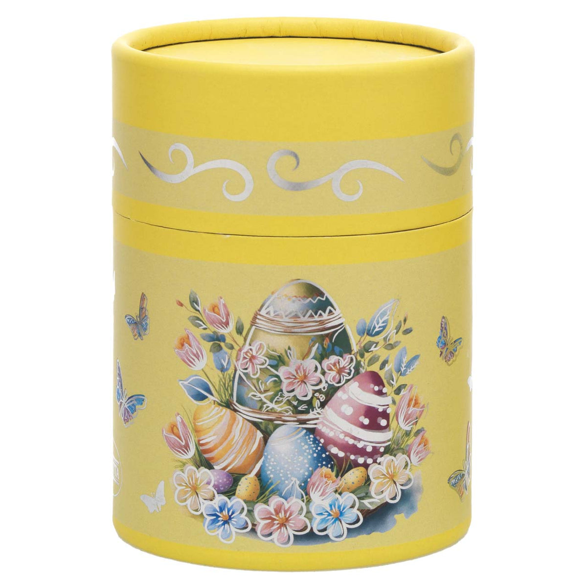 Bagutta Candela Pasquale in Bicchiere Decorato Coniglio Giallo con Tealight 7,5x10,5 cm