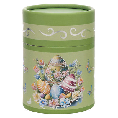 Bagutta Candela Pasquale in Bicchiere Decorato Coniglio Verde con Tealight 7,5x10,5 cm