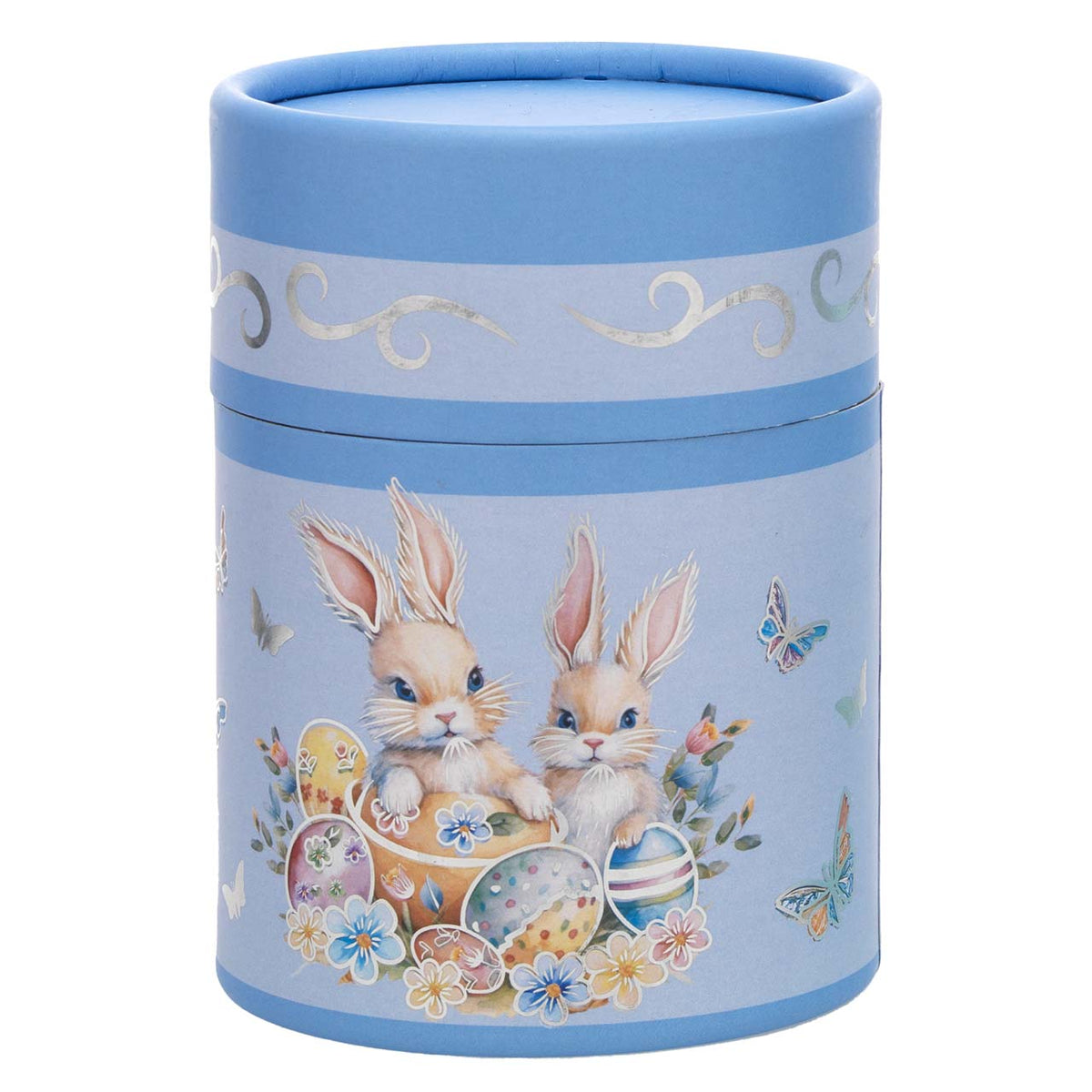 Bagutta Candela Pasquale in Bicchiere Decorato Uova Azzurro con Tealight 7,5x10,5 cm