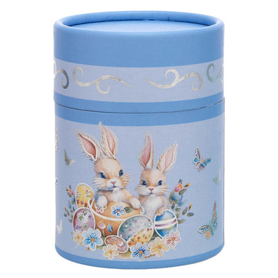 Bagutta Candela Pasquale in Bicchiere Decorato Uova Azzurro con Tealight 7,5x10,5 cm