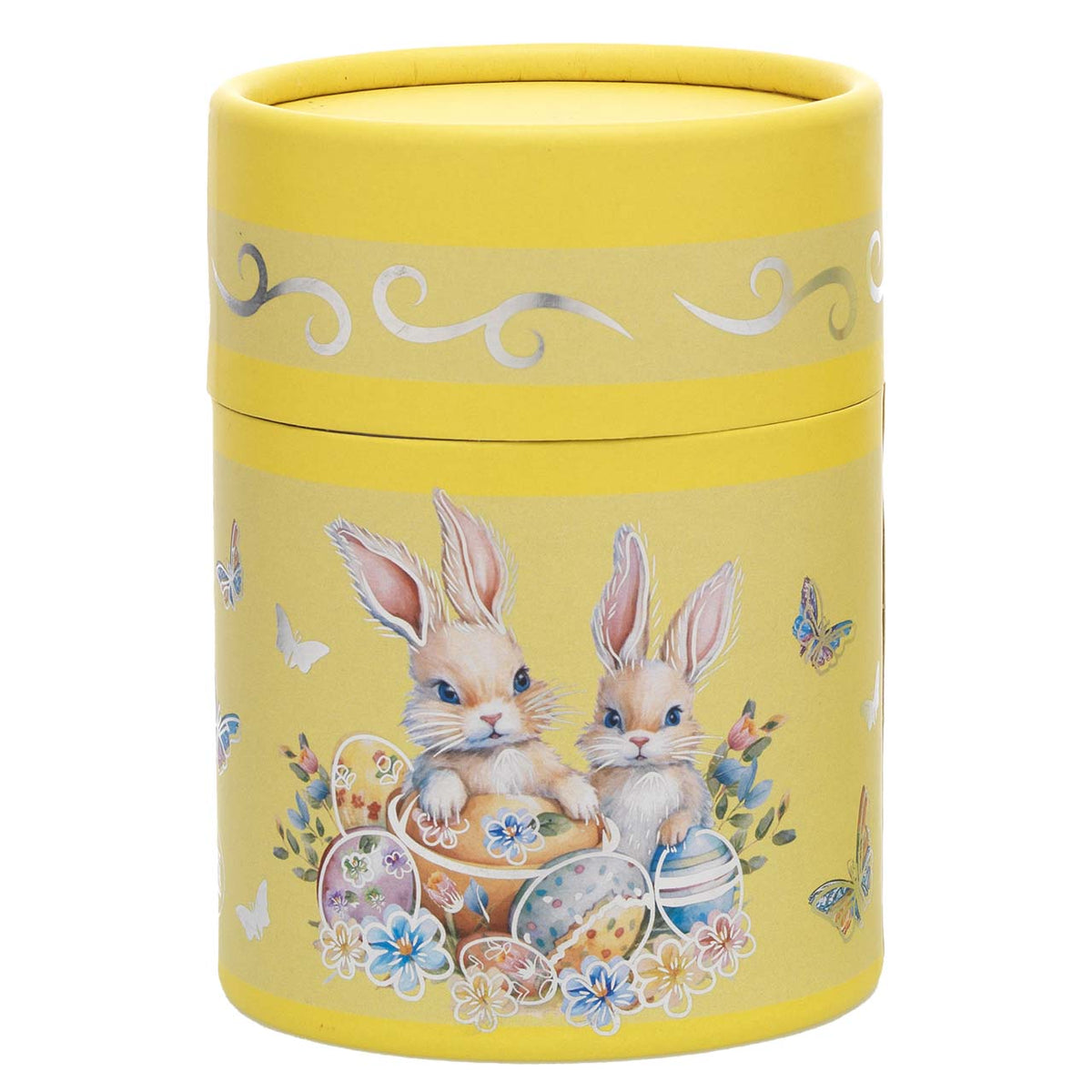 Bagutta Candela Pasquale in Bicchiere Decorato Uova Giallo con Tealight 7,5x10,5 cm