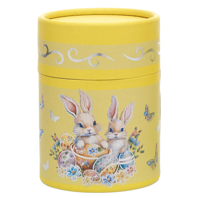 Bagutta Candela Pasquale in Bicchiere Decorato Uova Giallo con Tealight 7,5x10,5 cm