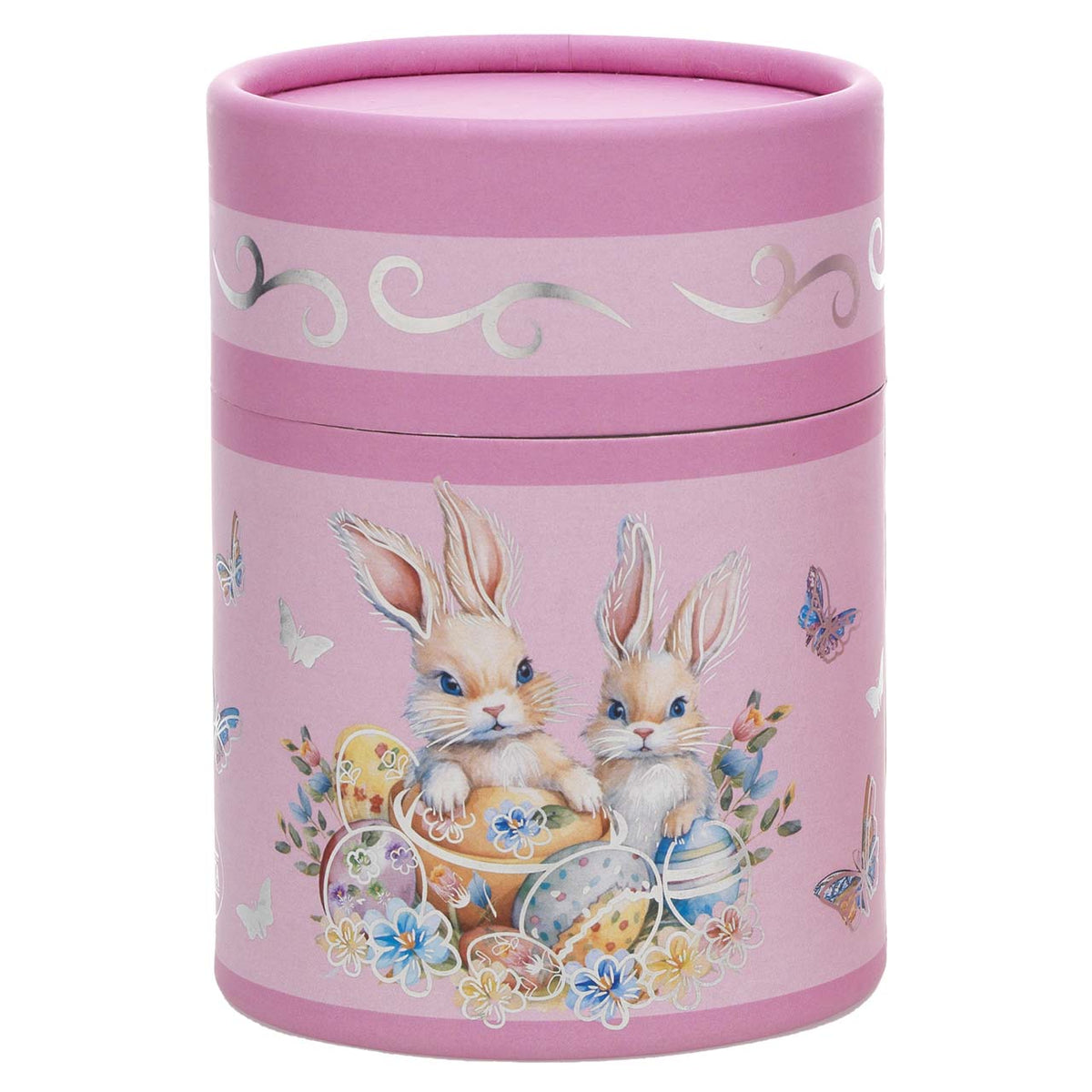 Bagutta Candela Pasquale in Bicchiere Decorato Uova Rosa con Tealight 7,5x10,5 cm