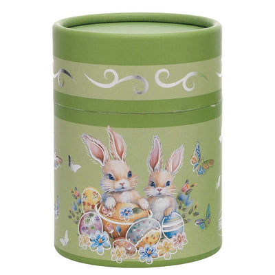 Bagutta Candela Pasquale in Bicchiere Decorato Uova Verde con Tealight 7,5x10,5 cm