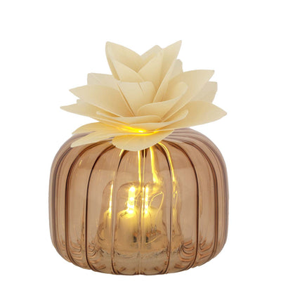 Bagutta Profumatore per Ambienti LED Vetro Trasparente con Fiore Avorio 8,5x6 cm Fragranza Inclusa