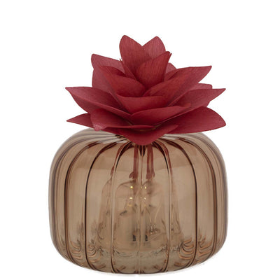 Bagutta Profumatore per Ambienti LED Vetro Trasparente con Fiore Rosso 8,5x6 cm Fragranza Inclusa