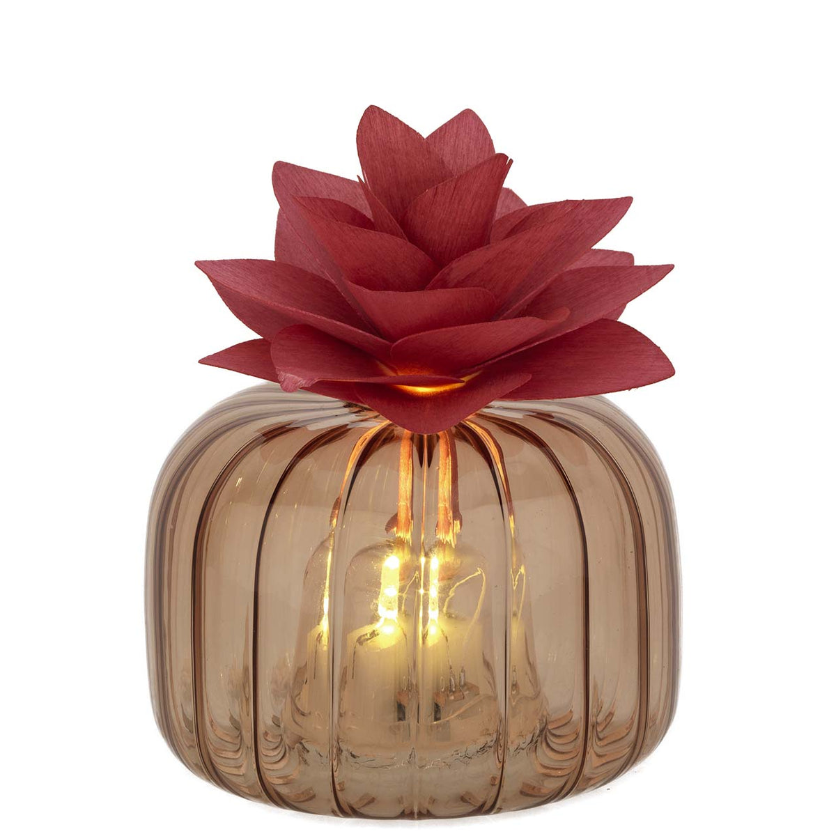 Bagutta Profumatore per Ambienti LED Vetro Trasparente con Fiore Rosso 8,5x6 cm Fragranza Inclusa