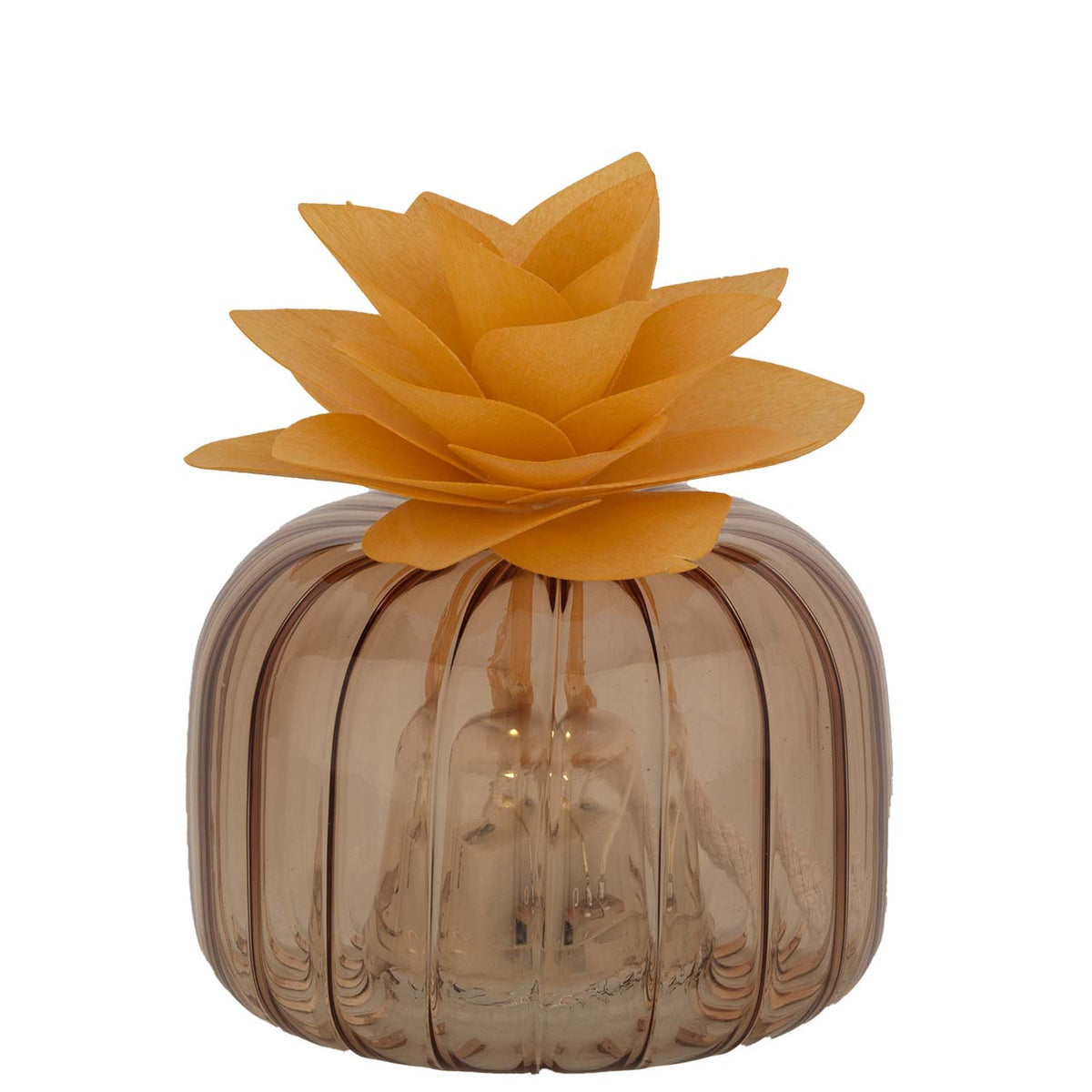 Bagutta Profumatore per Ambienti LED Vetro Trasparente con Fiore Arancione 8,5x6 cm Fragranza Inclusa
