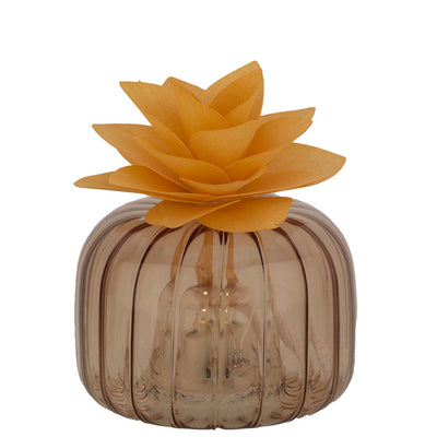 Bagutta Profumatore per Ambienti LED Vetro Trasparente con Fiore Arancione 8,5x6 cm Fragranza Inclusa