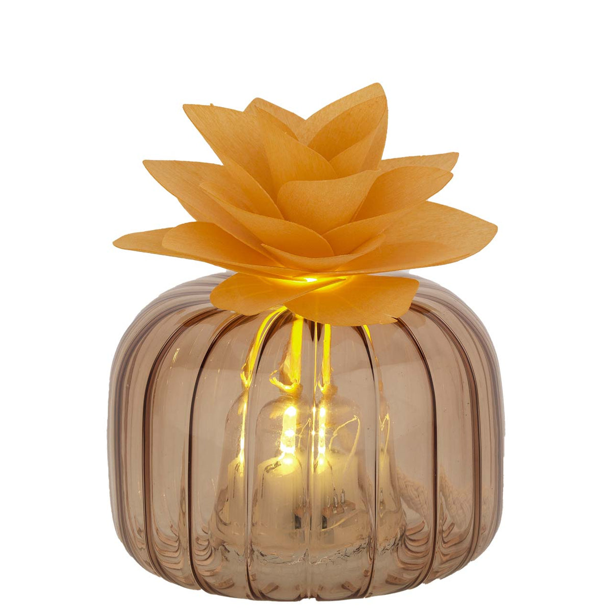 Bagutta Profumatore per Ambienti LED Vetro Trasparente con Fiore Arancione 8,5x6 cm Fragranza Inclusa