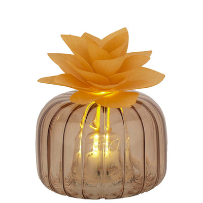 Bagutta Profumatore per Ambienti LED Vetro Trasparente con Fiore Arancione 8,5x6 cm Fragranza Inclusa