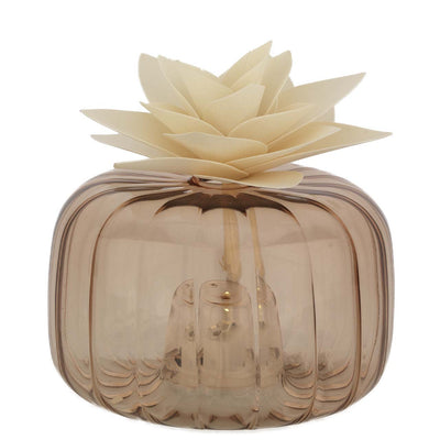 Bagutta Profumatore per Ambienti LED Vetro Trasparente con Fiore Avorio 11x7 cm Fragranza Inclusa