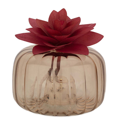 Bagutta Profumatore per Ambienti LED Vetro Trasparente con Fiore Rosso 11x7 cm Fragranza Inclusa