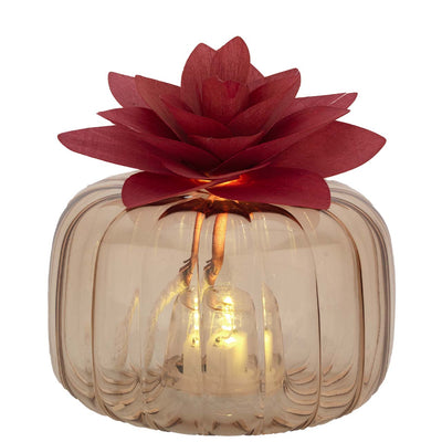 Bagutta Profumatore per Ambienti LED Vetro Trasparente con Fiore Rosso 11x7 cm Fragranza Inclusa