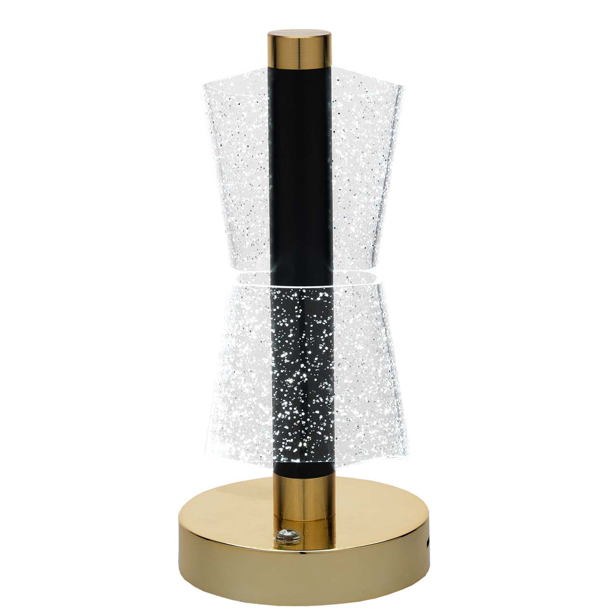 Bagutta Lampada LED in Acrilico Rifrangente Clessidra Ricaricabile USB 23 cm
