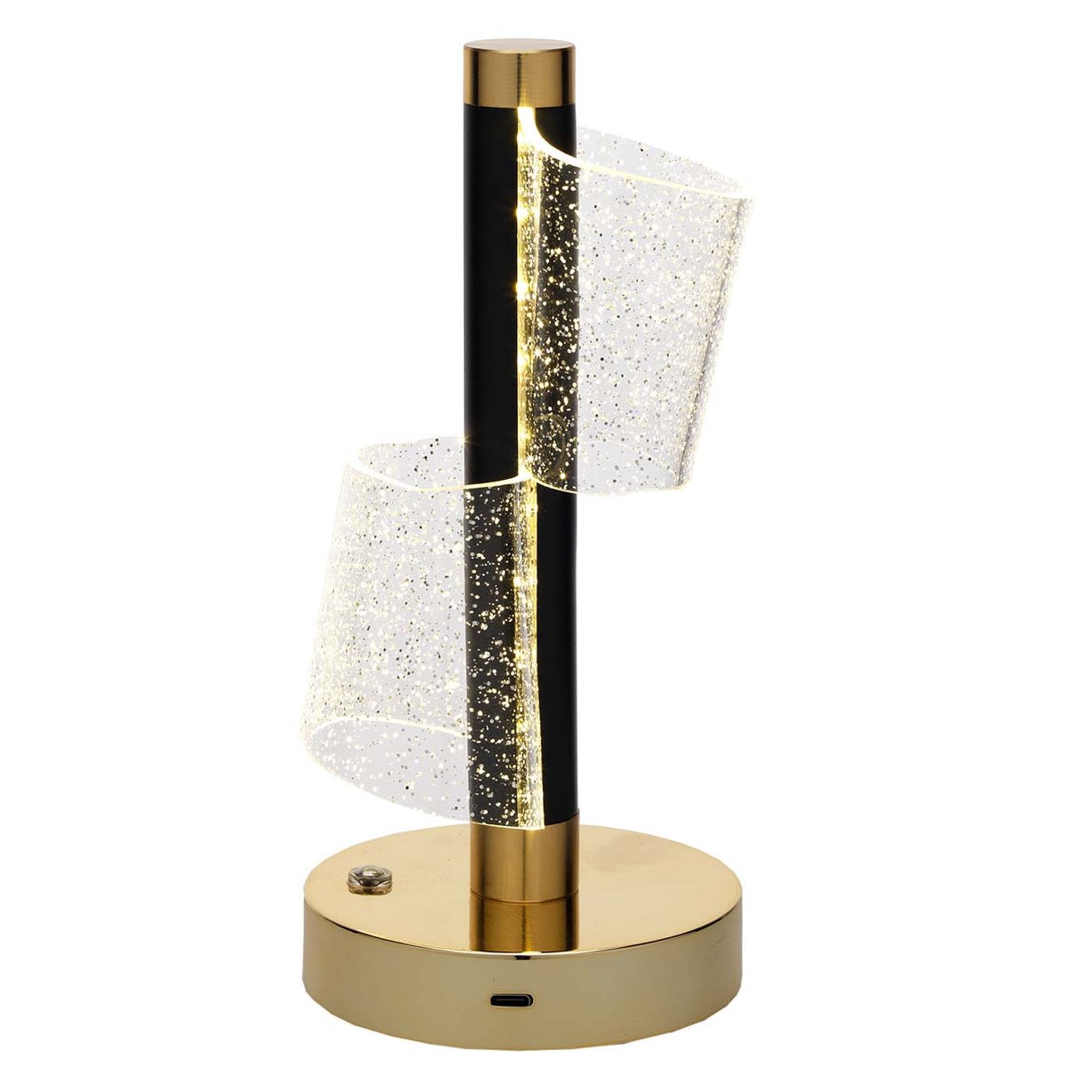 Bagutta Lampada LED in Acrilico Rifrangente Clessidra Ricaricabile USB 23 cm