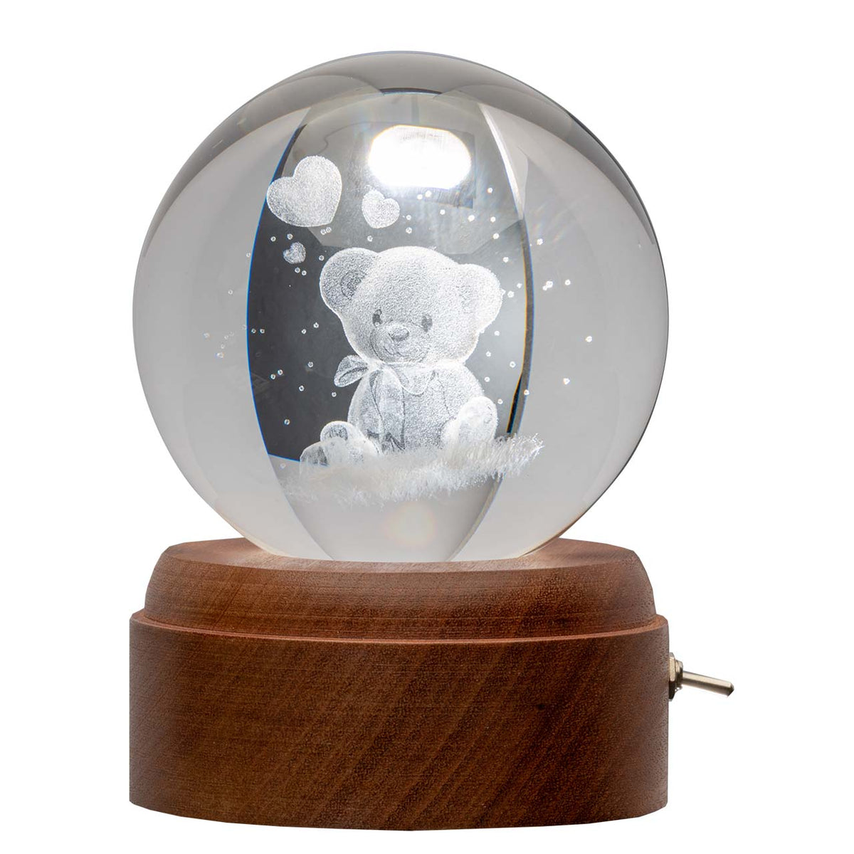 Bagutta Carillon Girevole con Sfera di Cristallo LED USB Orsetto Diametro 10 cm