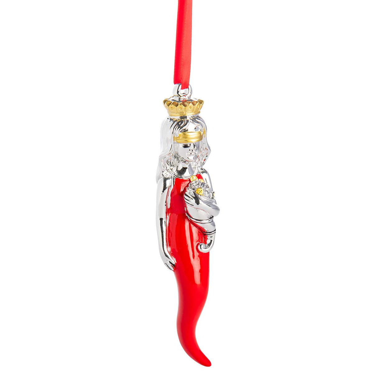 Bagutta Talismano Portafortuna Maxi Cornino Rosso con Dea Bendata e Cornucopia 17 cm