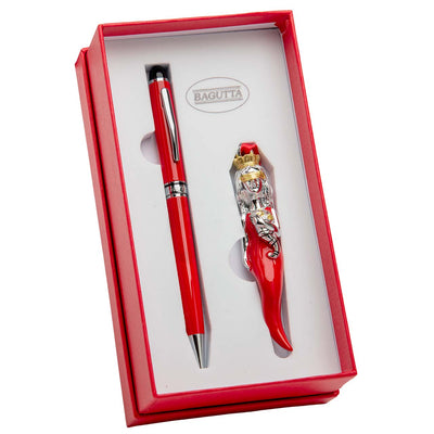 Bagutta Box Regalo con Penna Rossa e Talismano Cornino Dea della Fortuna 9x17x5 cm