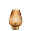 Bagutta Lampada LED in Vetro Rigato a Goccia Marrone Ricaricabile USB 22 cm