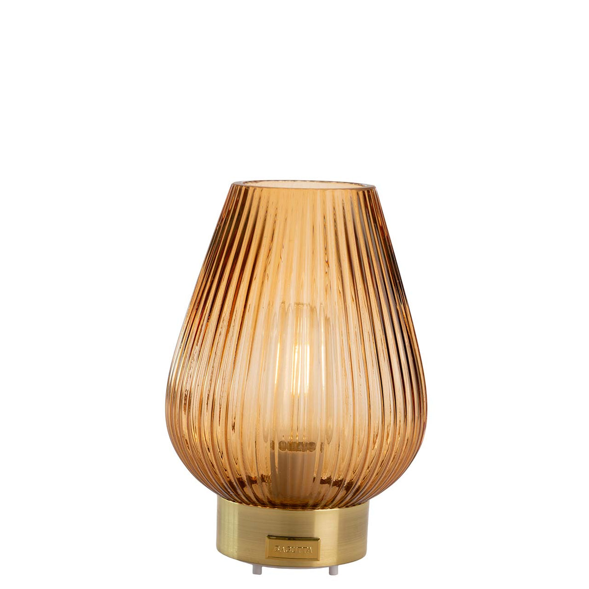 Bagutta Lampada LED in Vetro Rigato a Goccia Marrone Ricaricabile USB 22 cm