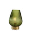 Bagutta Lampada LED in Vetro Rigato a Goccia Verde Ricaricabile USB 22 cm