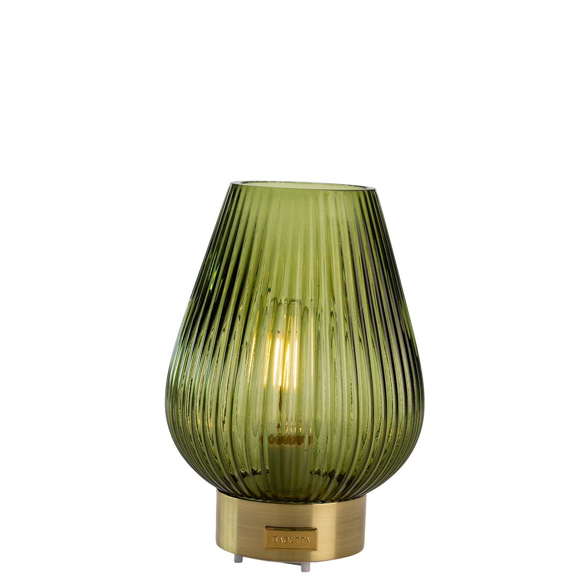 Bagutta Lampada LED in Vetro Rigato a Goccia Verde Ricaricabile USB 22 cm