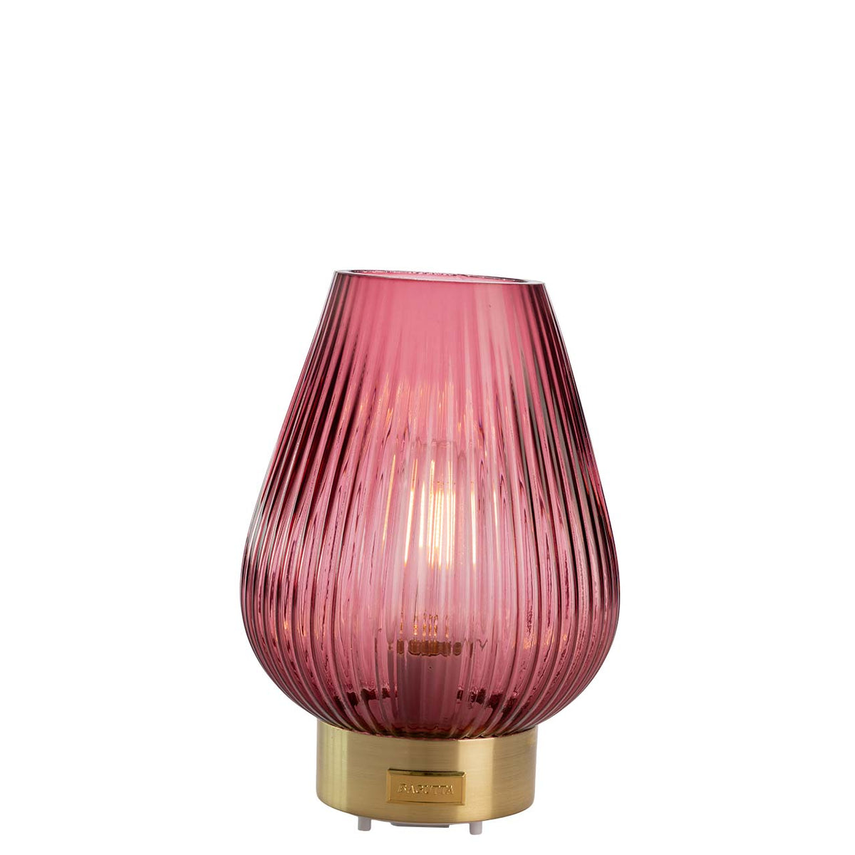 Bagutta Lampada LED in Vetro Rigato a Goccia Viola Ricaricabile USB 22 cm