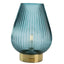 Bagutta Lampada LED in Vetro Rigato a Goccia Blu Ricaricabile USB 31 cm