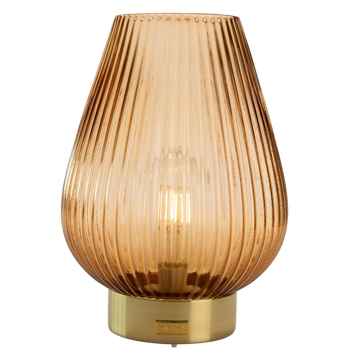 Bagutta Lampada LED in Vetro Rigato a Goccia Marrone Ricaricabile USB 31 cm