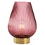Bagutta Lampada LED in Vetro Rigato a Goccia Viola Ricaricabile USB 31 cm
