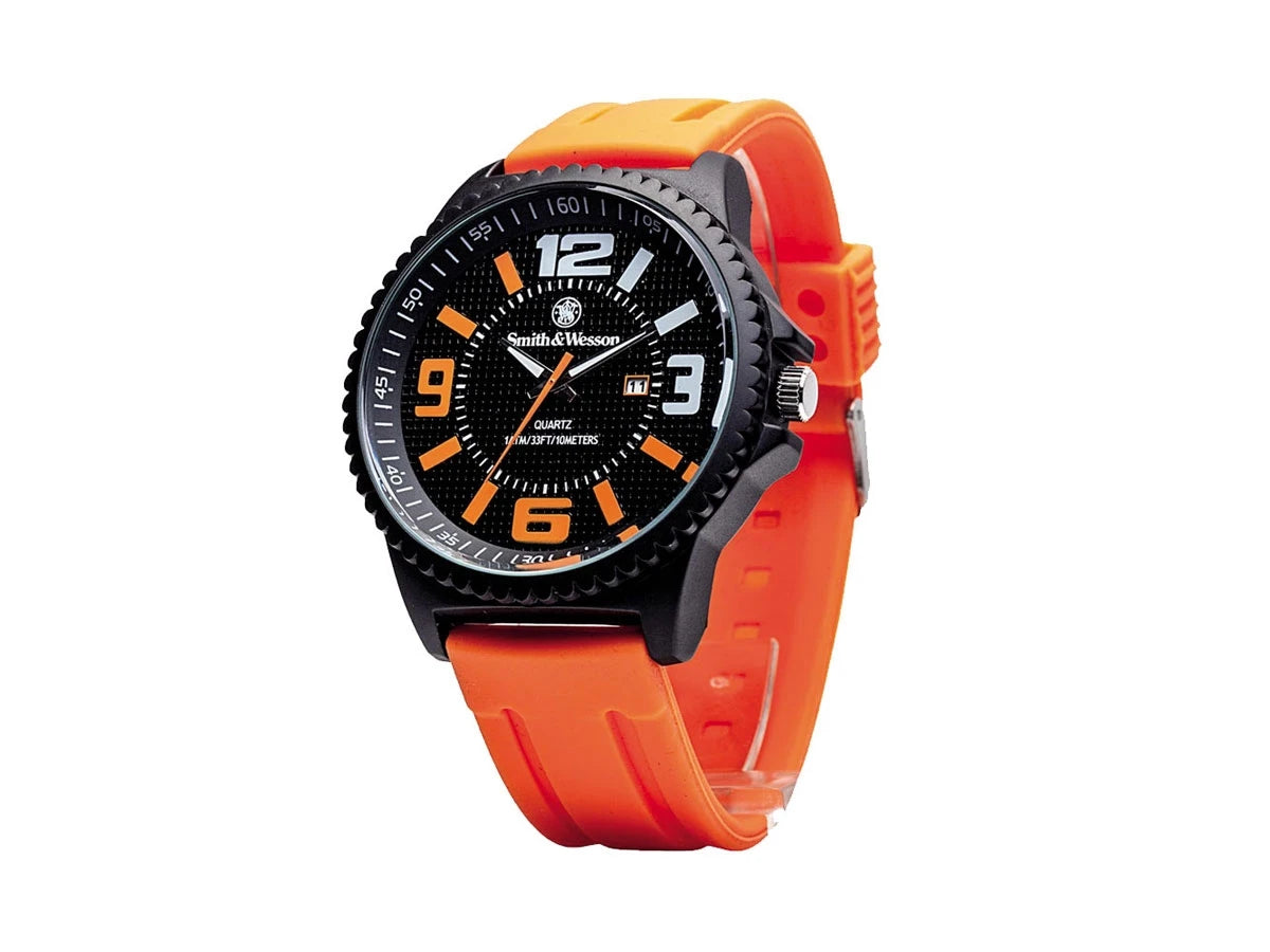 Smith & Wesson Watch EGO cassa acciaio quadrante arancione – vista frontale
