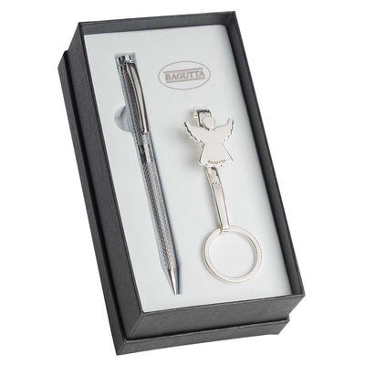 Bagutta Box Regalo con Penna e Portachiavi da Borsa Angioletto Stilizzato 9x17x5 cm