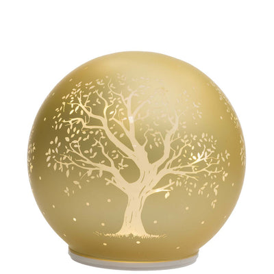 Bagutta Lampada LED Sferica Albero della Vita Crema Girevole con Telecomando Diametro 15 cm