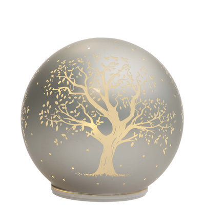Bagutta Lampada LED Sferica Albero della Vita Grigio Girevole con Telecomando Diametro 15 cm