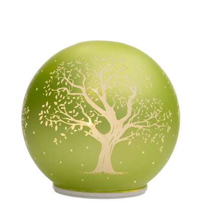 Bagutta Lampada LED Sferica Albero della Vita Verde Girevole con Telecomando Diametro 15 cm