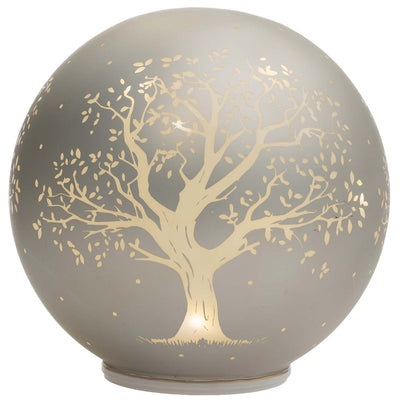 Bagutta Lampada LED Sferica Albero della Vita Grigio Girevole con Telecomando Diametro 18 cm