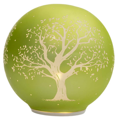 Bagutta Lampada LED Sferica Albero della Vita Verde Girevole con Telecomando Diametro 18 cm