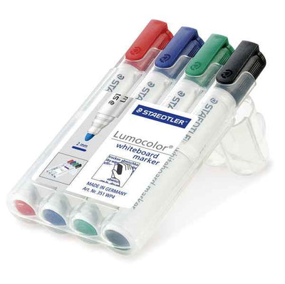 Pennarelli Lumocolor whiteboard 351 - tratto 2 mm - colori assortiti - Staedtler - conf. 4 pezzi