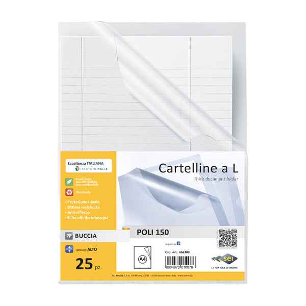 Cartellina a L Poli 150 - A4 - PP - buccia pesante - Sei Rota - conf. 25 pezzi