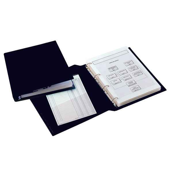 Raccoglitore Sanremo 2000 - 35 x 50 cm - 4 anelli a D 25 mm - dorso 4 cm - nero - Sei Rota