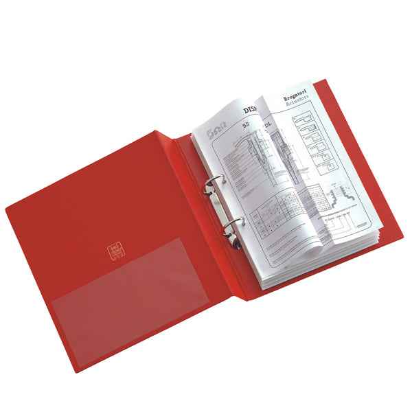 Raccoglitore Stelvio - 22 x 30 cm - 2 anelli a D 50 mm - dorso 7 cm - rosso - Sei Rota