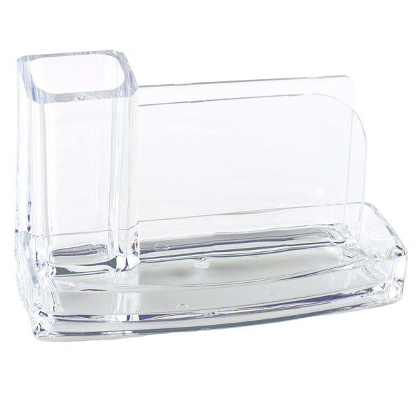Portatutto da scrivania - acrilico - 20 x 12 x 10 cm - trasparente - Lebez
