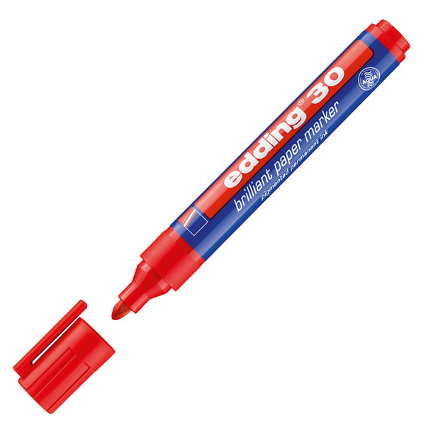 Marcatore permanente 30 - punta tonda - da 1,5 a 3 mm  - rosso - Edding