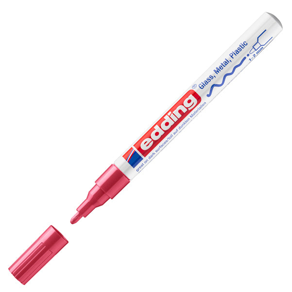 Marcatore permanente a vernice 751 - punta tonda fine - da 1 a 2 mm - rosso - Edding