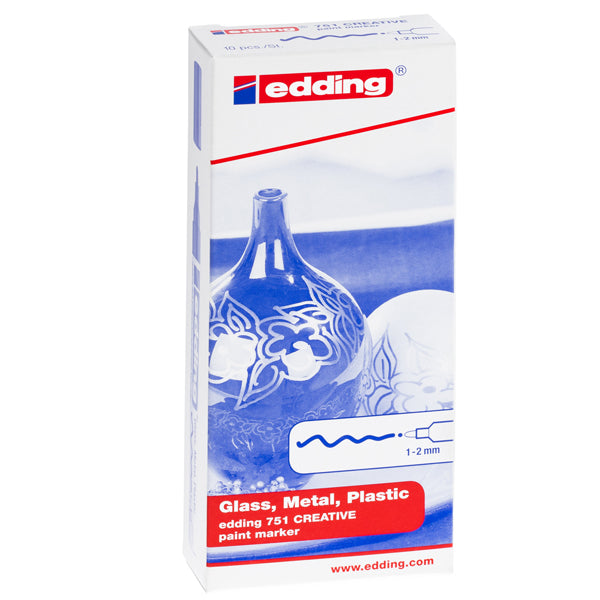 Marcatore permanente a vernice 751 - punta tonda fine - da 1 a 2 mm - bianco - Edding