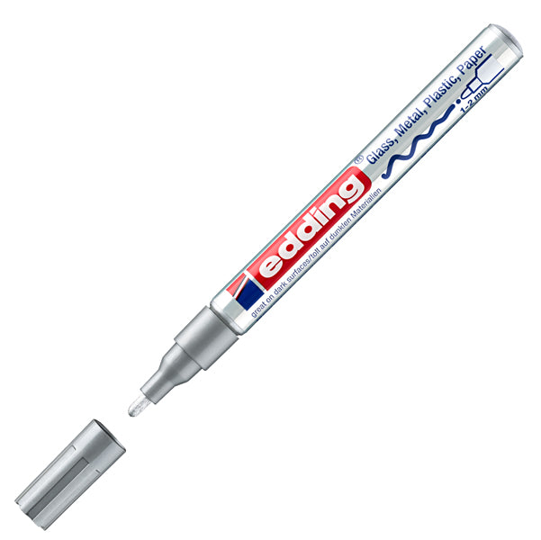 Marcatore permanente a vernice 751 - punta tonda fine - da 1 a 2 mm - argento - Edding