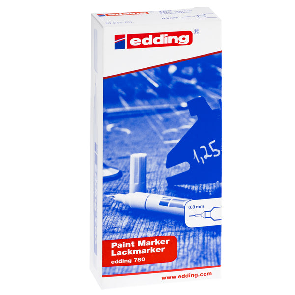 Marcatore permanente a vernice 780 - punta tonda extra fine - 0,8 mm - bianco  - Edding