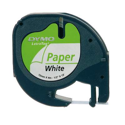 Nastro Letratag  912000 - 12 mm x 4 mt -carta -  bianco - Dymo