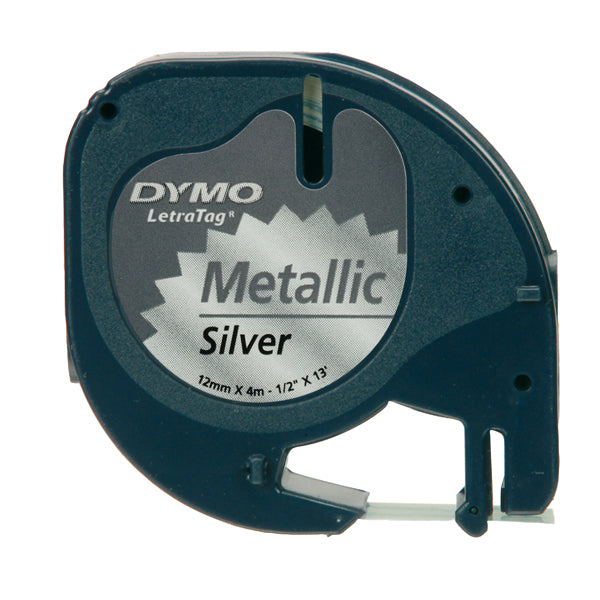 Nastro Letratag 912080 - 12 mm x 4 mt - metallo - argento - Dymo